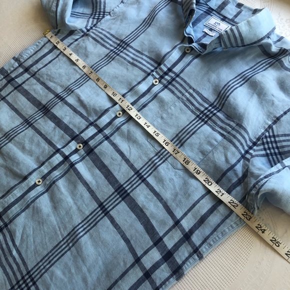 Southern Tide Blue Plaid Button-Down Shirt Trim-Fit Men’s Size L 100% Linen Top - Picture 7 of 16